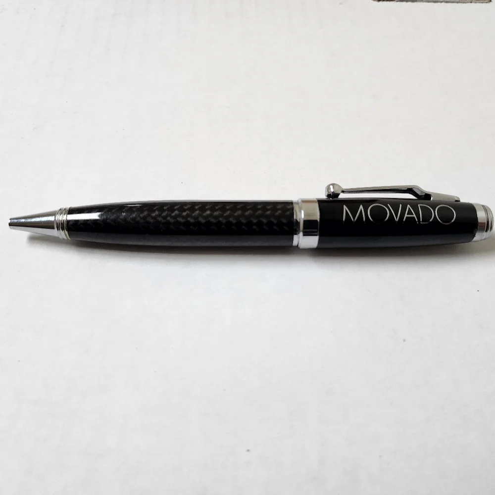 MOVADO Pen (NEW) BLACK & SILVER CARBON FIBER PEN